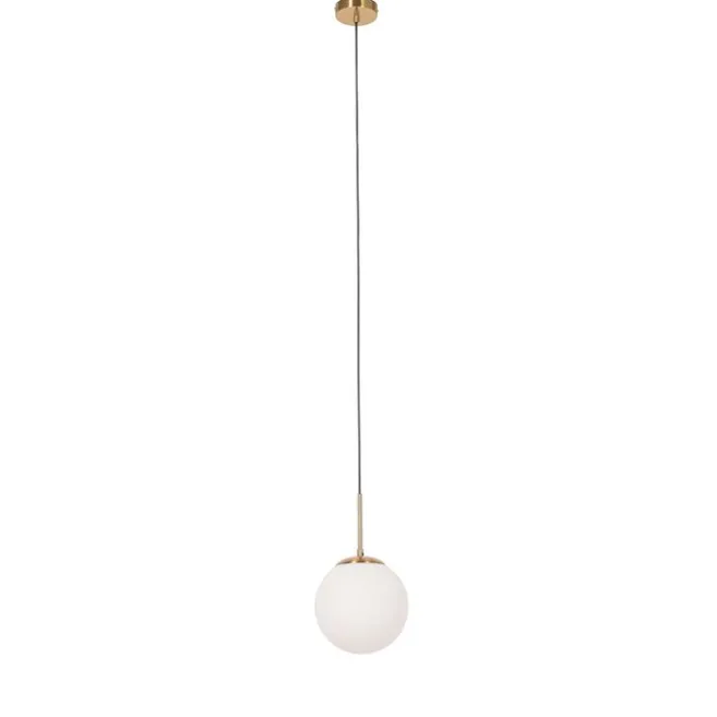 QAZQA Art Deco hanglamp goud met opaal glas incl. rail adapter zwart 1-fase - Slimline Flore