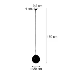 QAZQA Art Deco hanglamp zwart met smoke glas incl. rail adapter 1-fase - Slimline Flore