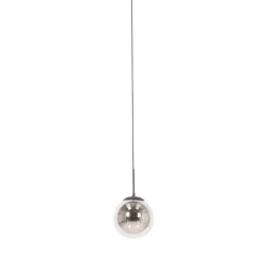 QAZQA Art Deco hanglamp zwart met smoke glas incl. rail adapter 1-fase - Slimline Flore