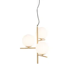 QAZQA Art Deco Hängelampe Gold mit Opalglas 3-flammig - Flore