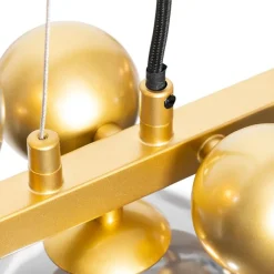 QAZQA Art Deco Hängelampe Gold mit Rauchglas 8 Lichter - David