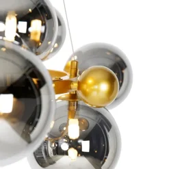 QAZQA Art Deco Hängelampe Gold mit Rauchglas 12 Lichter - David