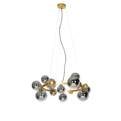 QAZQA Art Deco Hängelampe Gold mit Rauchglas 12 Lichter - David