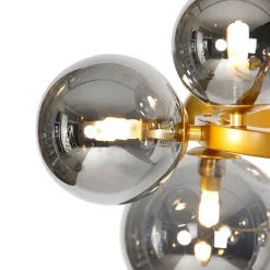 QAZQA Art Deco Hängelampe Gold mit Rauchglas 12 Lichter - David