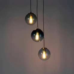 QAZQA Art Deco Hängelampe Messing mit blauem Glas - Pallon