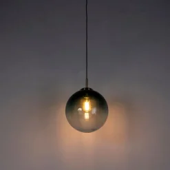 QAZQA Art Deco Hängelampe Messing mit ozeanblauem Glas 33 cm - Pallon