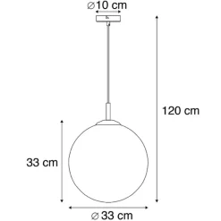 QAZQA Art Deco Hängelampe Messing mit ozeanblauem Glas 33 cm - Pallon