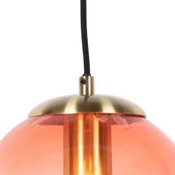 QAZQA Art Deco Hängelampe Messing mit rosa Glas 20 cm - Pallon