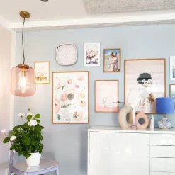 QAZQA Art Deco Hängelampe Messing mit rosa Glas - Glückseligkeit