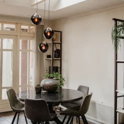 QAZQA Art Deco Hängelampe Messing mit schwarzem Glas 3-Lichter - Pallon