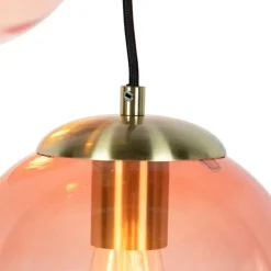 QAZQA Art Deco Hängelampe Messing 45 cm 3-hellrosa - Pallon