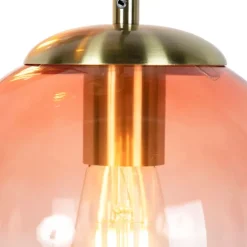 QAZQA Art Deco Hängelampe Messing 45 cm 3-hellrosa - Pallon