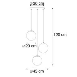 QAZQA Art Deco Hängelampe Messing 45 cm 3-hellrosa - Pallon