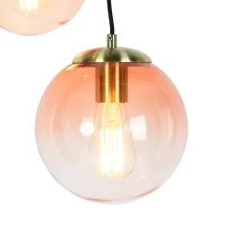 QAZQA Art Deco Hängelampe Messing 45 cm 3-hellrosa - Pallon