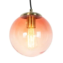 QAZQA Art Deco Hängelampe Messing 45 cm 3-hellrosa - Pallon