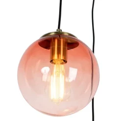 QAZQA Art Deco Hängelampe Messing 45 cm 3-hellrosa - Pallon