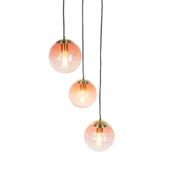 QAZQA Art Deco Hängelampe Messing 45 cm 3-hellrosa - Pallon
