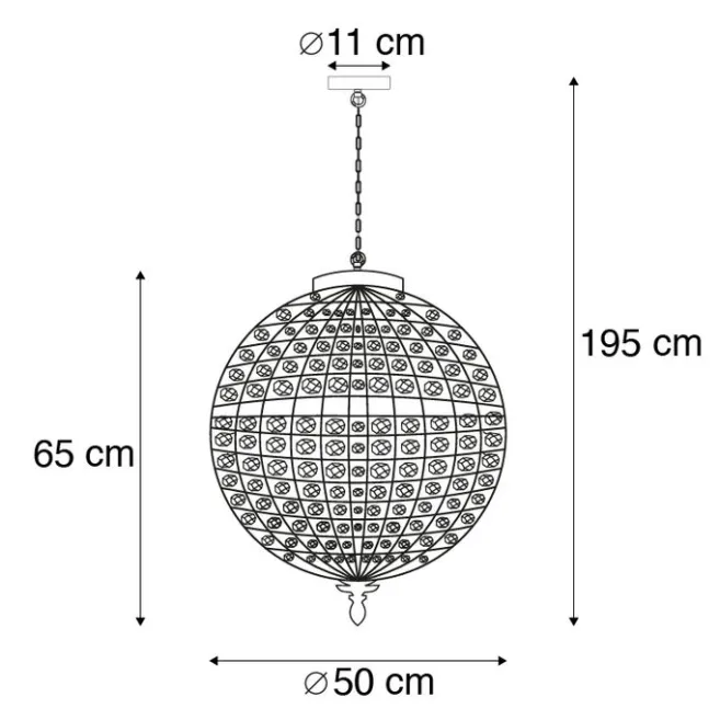 QAZQA Art Deco Hängelampe mit Kristallen / Gold 50 cm - Kasbah