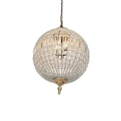 QAZQA Art Deco Hängelampe mit Kristallen / Gold 50 cm - Kasbah