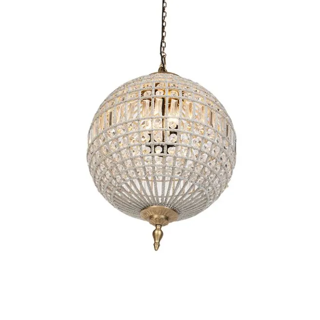 QAZQA Art Deco Hängelampe mit Kristallen / Gold 50 cm - Kasbah