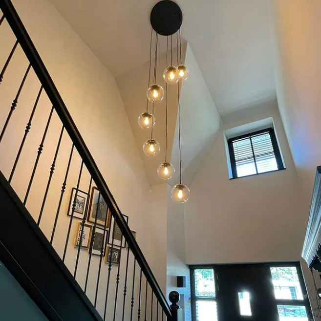 QAZQA Art Deco Hängelampe schwarz 7-Licht - Pallon