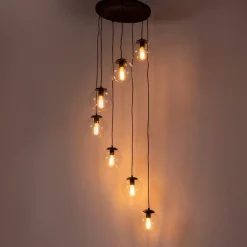 QAZQA Art Deco Hängelampe schwarz 7-Licht - Pallon