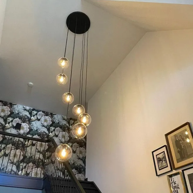 QAZQA Art Deco Hängelampe schwarz 7-Licht - Pallon