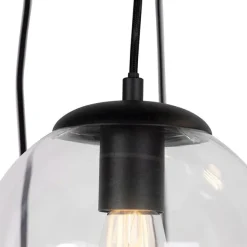 QAZQA Art Deco Hängelampe schwarz 7-Licht - Pallon