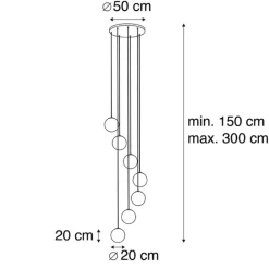 QAZQA Art Deco Hängelampe schwarz 7-Licht - Pallon