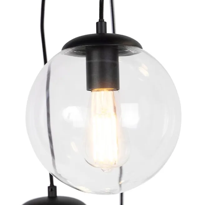 QAZQA Art Deco Hängelampe schwarz 7-Licht - Pallon