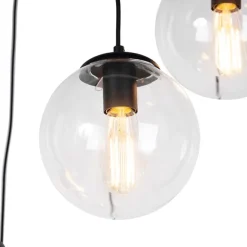 QAZQA Art Deco Hängelampe schwarz 7-Licht - Pallon