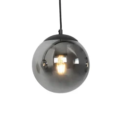 QAZQA Art Deco Hängelampe schwarz mit Rauchglas 3-Licht - Pallon Mezzi