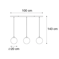 QAZQA Art Deco Hängelampe schwarz mit Rauchglas 3-Licht - Pallon Mezzi