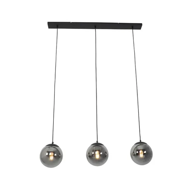 QAZQA Art Deco Hängelampe schwarz mit Rauchglas 3-Licht - Pallon Mezzi