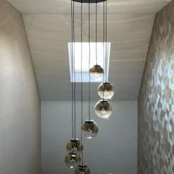 QAZQA Art Deco Hängelampe schwarz mit Goldglas 7-flammig - Pallon