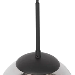 QAZQA Art Deco Hängelampe schwarz mit Rauchglas - Flore