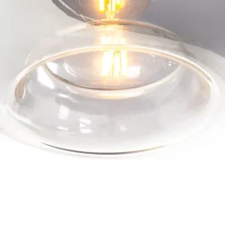 QAZQA Art Deco Hängelampe schwarz 3-flammig mit Rauchglas - Busa