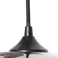 QAZQA Art Deco Hängelampe schwarz 3-flammig mit Rauchglas - Busa