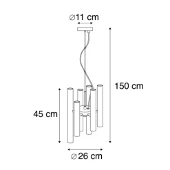 QAZQA Art Deco Hängelampe schwarz 12-flammig - Tubi