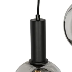 QAZQA Art Deco Hängelampe schwarz mit Rauchglas rund 5-flammig - Josje
