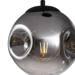 QAZQA Art Deco Hängelampe Schwarz mit Rauchglas 3-flammig - Douglass