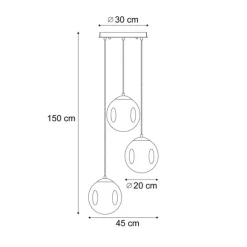 QAZQA Art Deco Hängelampe Schwarz mit Rauchglas 3-flammig - Douglass