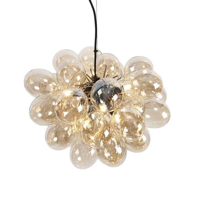 QAZQA Art Deco Hängelampe schwarz mit Glas 8-Licht - Uvas