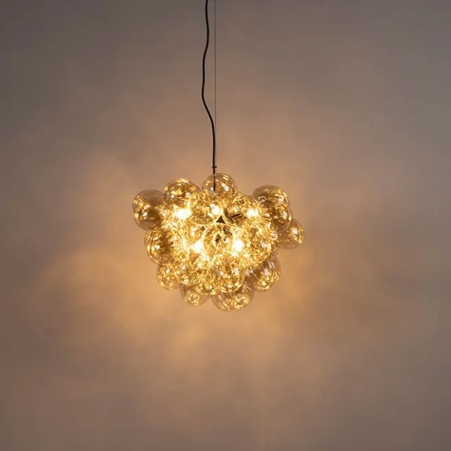 QAZQA Art Deco Hängelampe schwarz mit Glas 8-Licht - Uvas