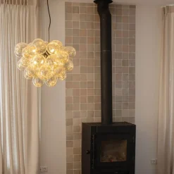 QAZQA Art Deco Hängelampe schwarz mit Glas 8-Licht - Uvas