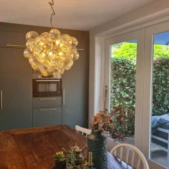 QAZQA Art Deco Hängelampe schwarz mit Glas 8-Licht - Uvas