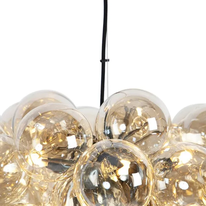 QAZQA Art Deco Hängelampe schwarz mit Glas 8-Licht - Uvas