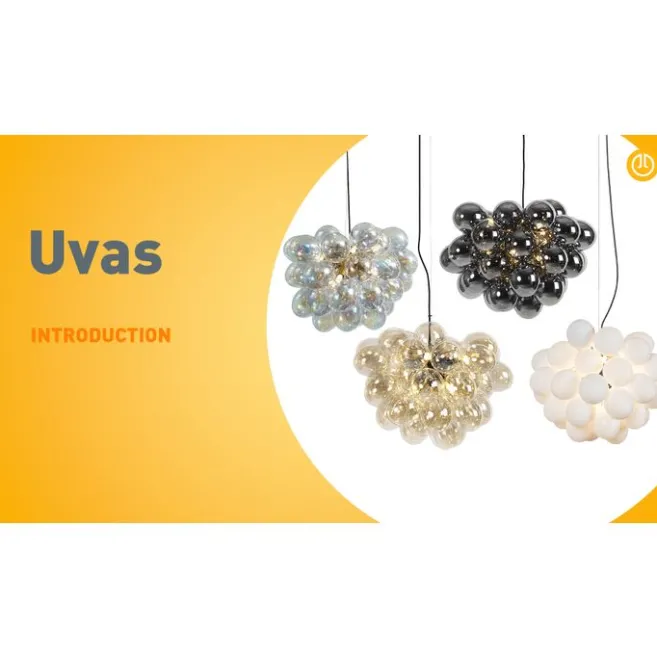 QAZQA Art Deco Hängelampe schwarz mit Glas 8-Licht - Uvas