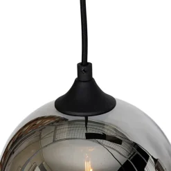 QAZQA Art Deco Hängelampe schwarz mit Rauchglas 8-flammig - Hanne