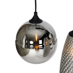 QAZQA Art Deco Hängelampe schwarz mit Rauchglas 8-flammig - Hanne